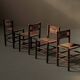 Handcrafted chairs in solid pine and woven straw – France, circa 1950