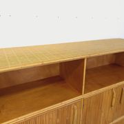 Vintage rattan and light wood storage unit from the 60s