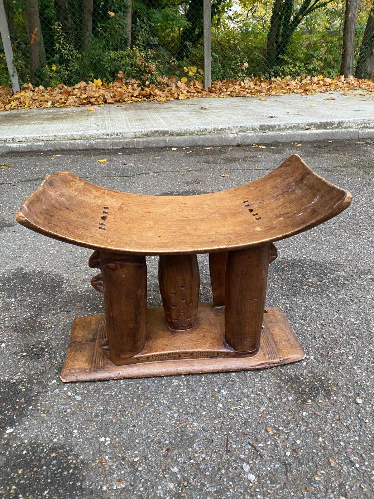 Ashanti African stool from Ivory Coast, carved from solid wood