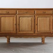 Vintage 1970s Danish Oak Low Cabinet / Sideboard, Henning Kjærnulf style