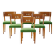 Swedish Art Deco, set of 6 "klismos" chairs, birch and mohair, griffin inlays, 1930s.