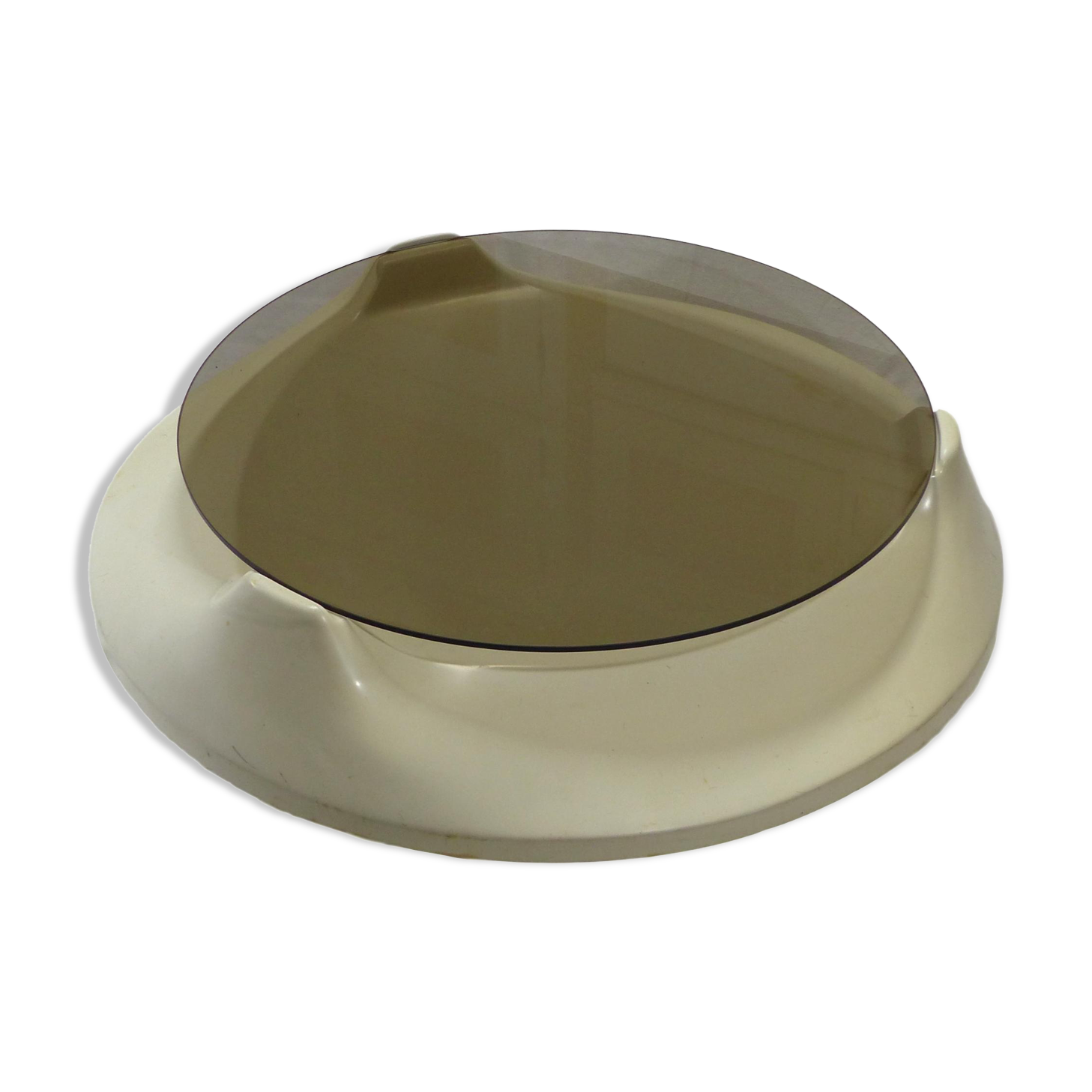 Table space age vintage glass and plastic pill