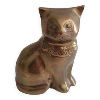 Golden brass cat statuette