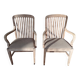 Paire de fauteuils en chêne et tissu lin
