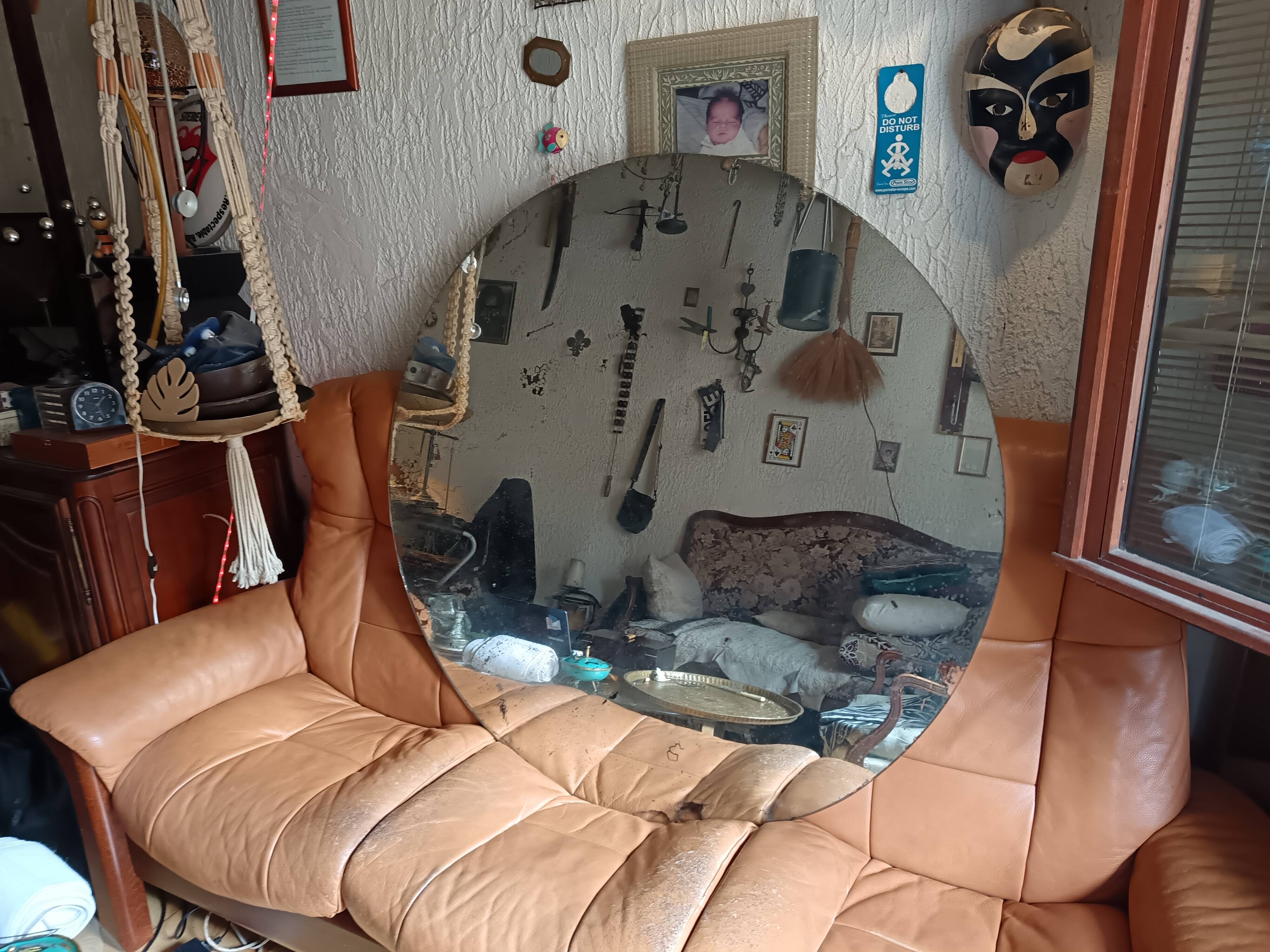 Italian round wall mirror from the 1960s.