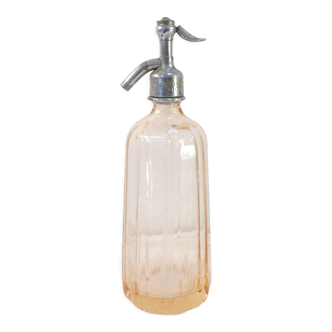 Ancien siphon de bistrot eau de seltz rose saumon grande limonade de vichy