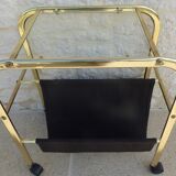 Vintage gilded metal magazine door with glass top and two compartments