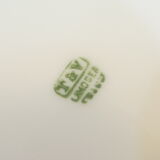 Porcelain dish of LIMOGES decoration of pink DAHLIA signed MARTIAL