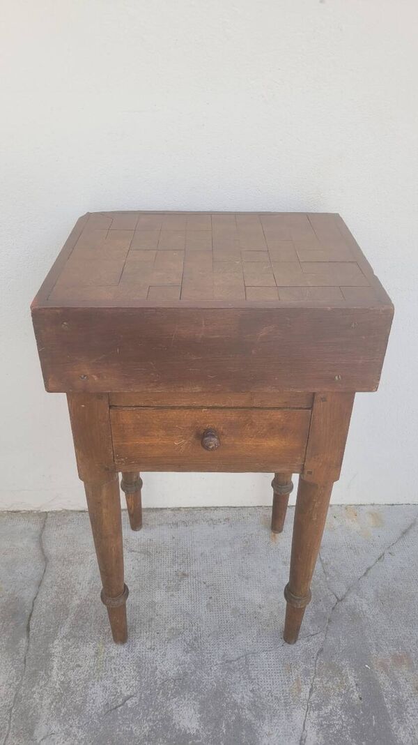 Billot de Boucher table de préparation en bois ancien