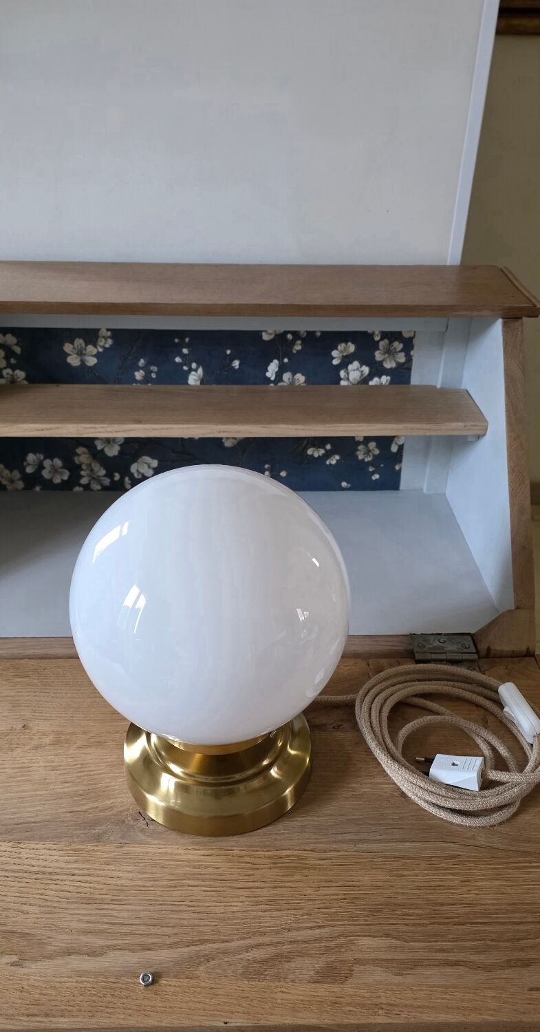 Vintage opaline globe table lamp
