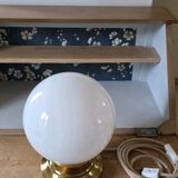 Vintage opaline globe table lamp
