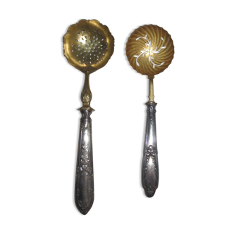 set of two very old silver and gold sprinklers