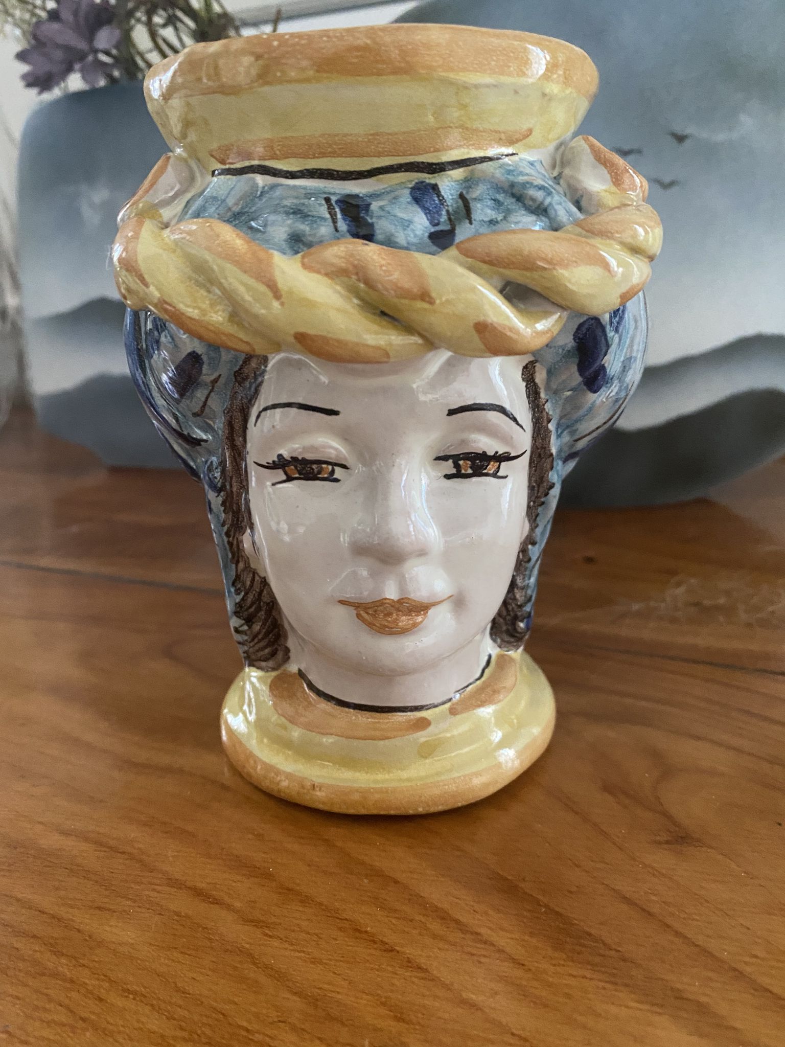 Ceramic Moorish head vase Caltagirone Sicily