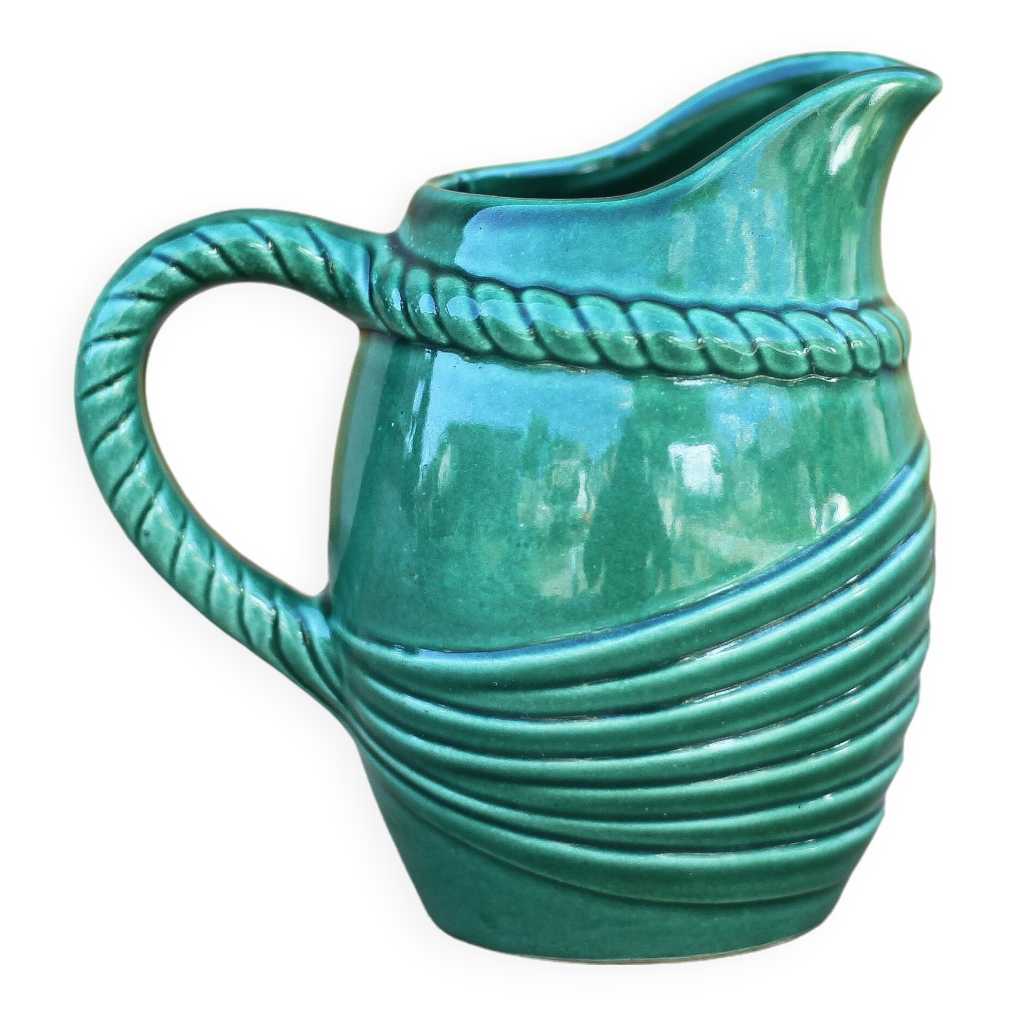 Vintage pitcher, vintage vase, Poët Laval pitcher, bandeau model, PL France, vintage carafe, decoration