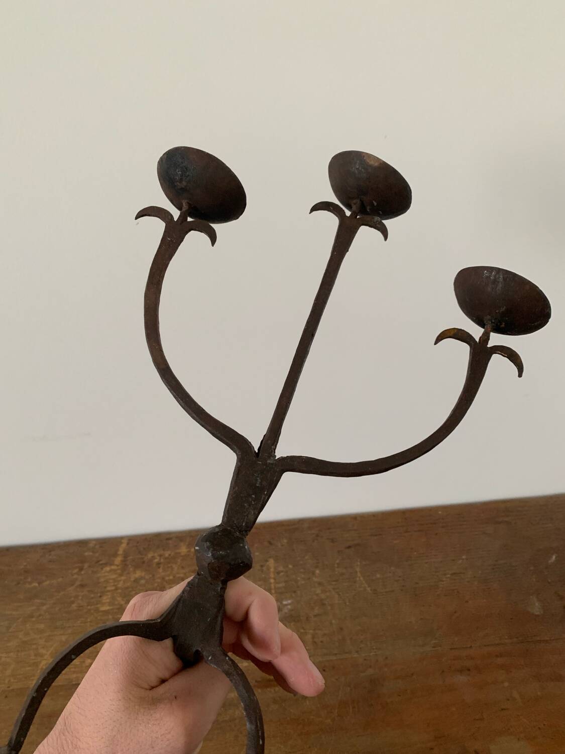 Brutalist Iron Candle Holder Circa 1970 Vintage