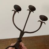 Brutalist Iron Candle Holder Circa 1970 Vintage