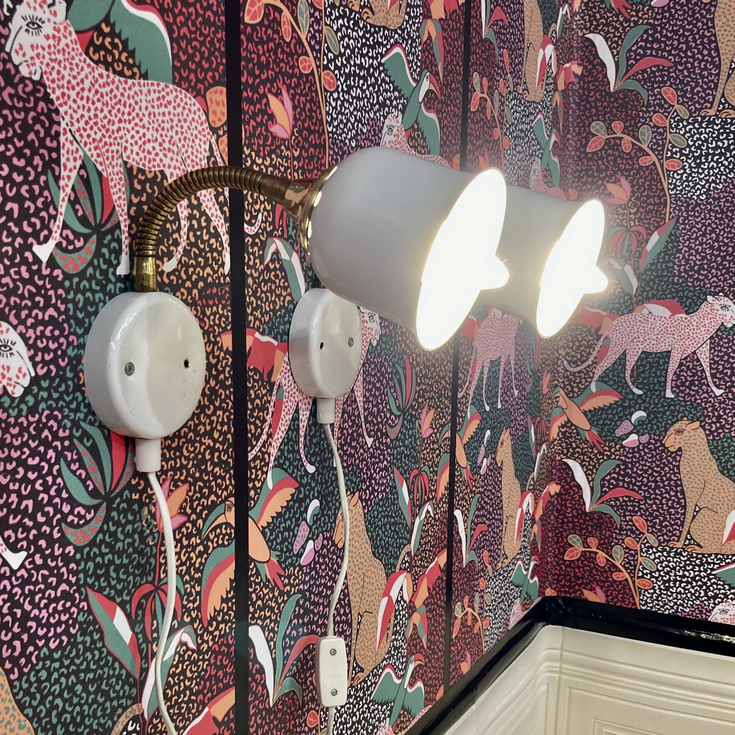 Pair of modular wall lights Scandinavian design 1960.