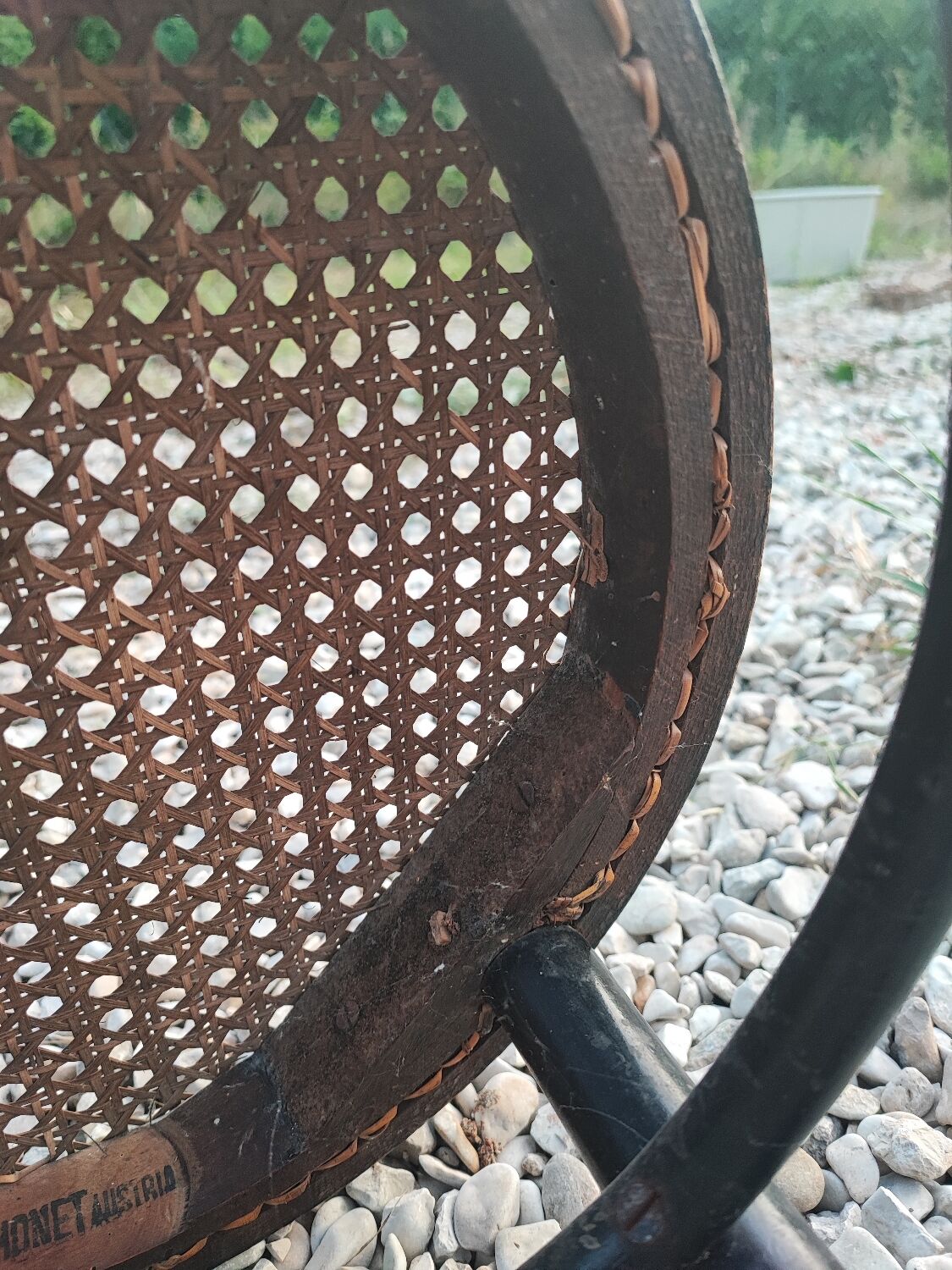 Duo chairs Thonet Austria seated cannée bistro blackened wood