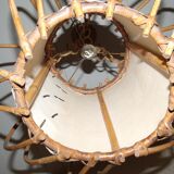 Suspension lustre rotin vintage 1950