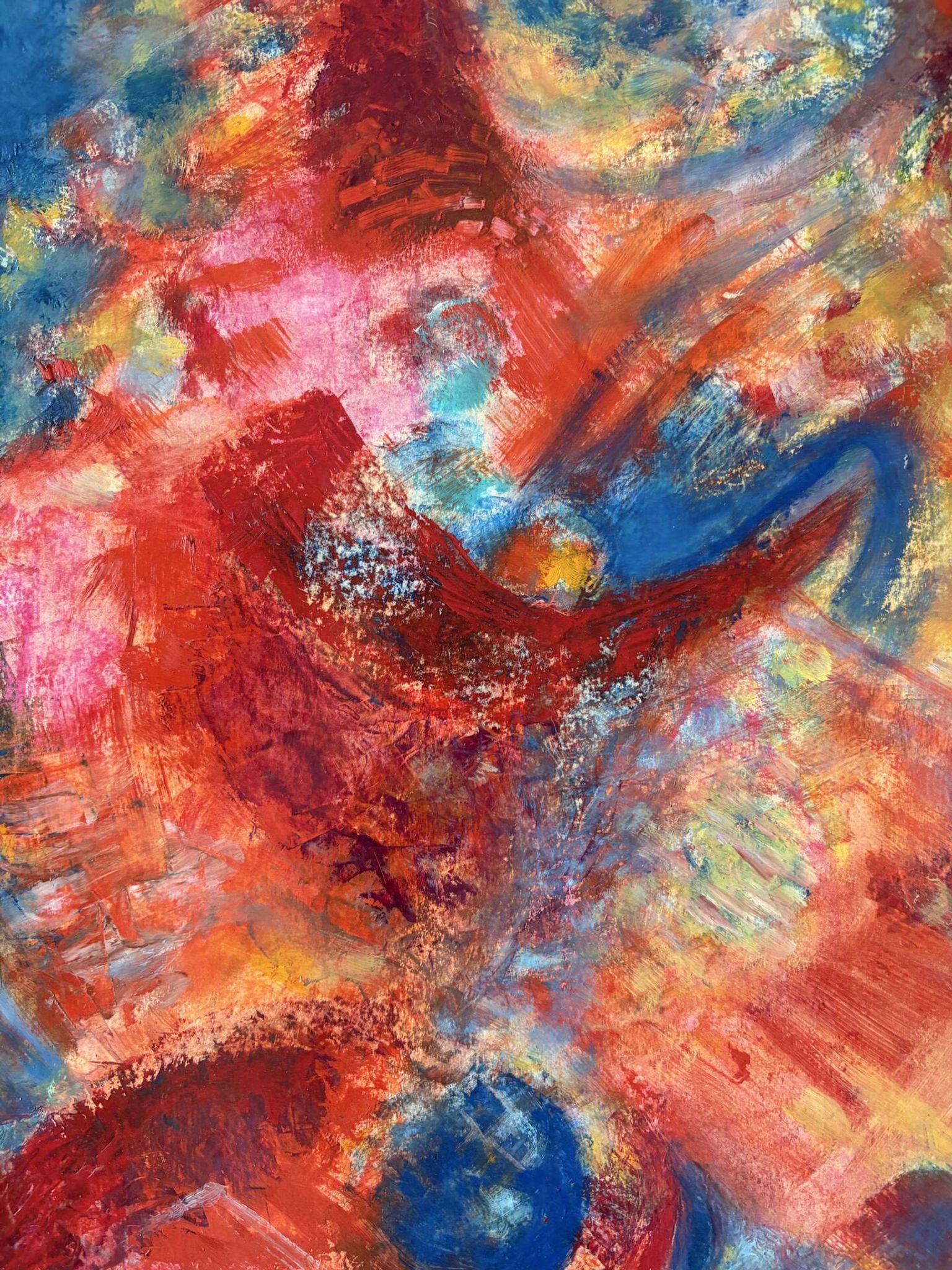 Abstrait - Le Samouraï, huile sur panneau de bois signé 1989
