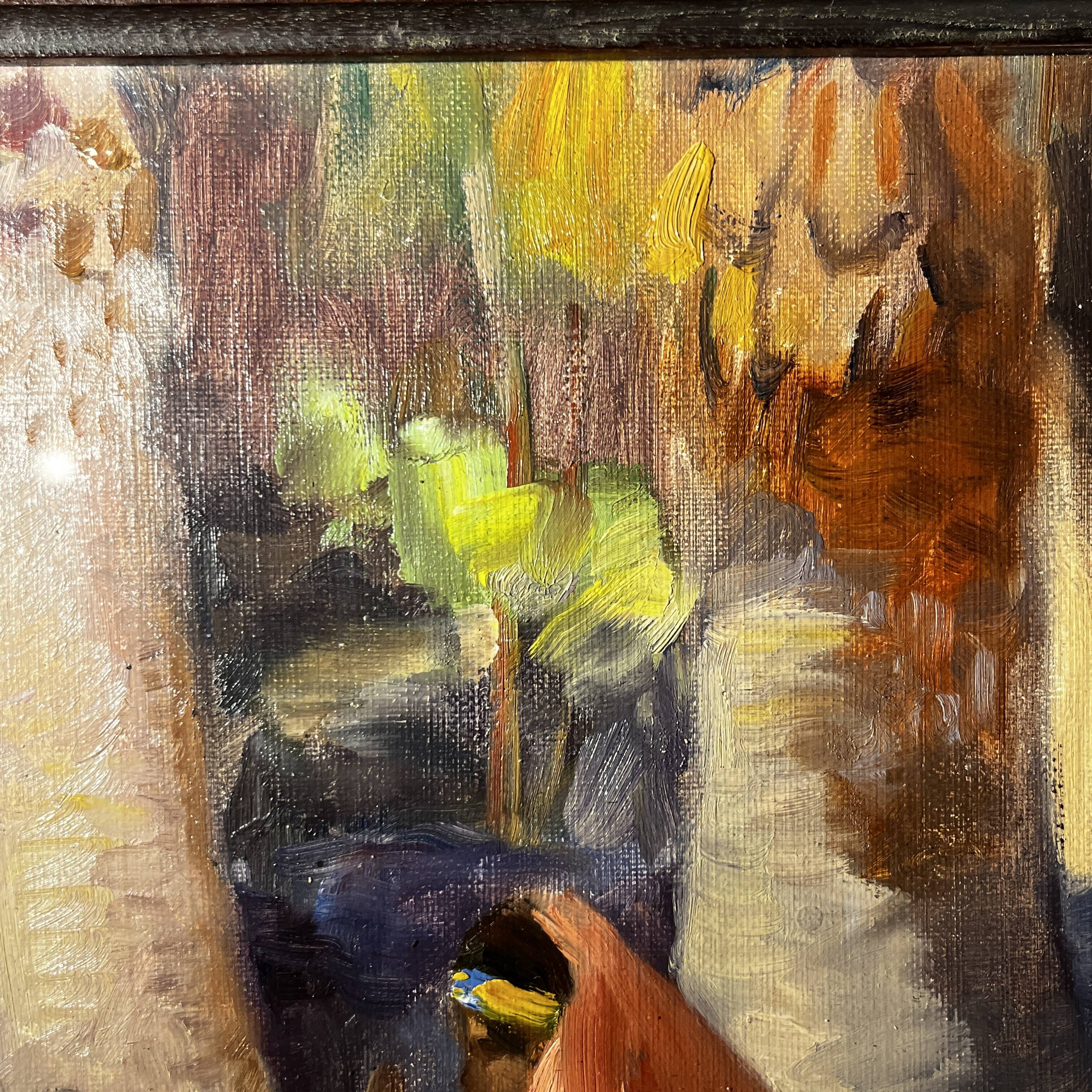 Orientalist impressionist painting, oil on canvas, ca 1940