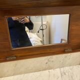 Antique Napoleon III toilet in walnut burl and marble