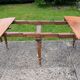 Large six-foot table with XIX century folding leaves in solid walnut Ø120 extendable to 330.