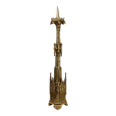 Neo‑Gothic Copper Church Candleholder Stamped “LL A Paris”, France ca. 1880