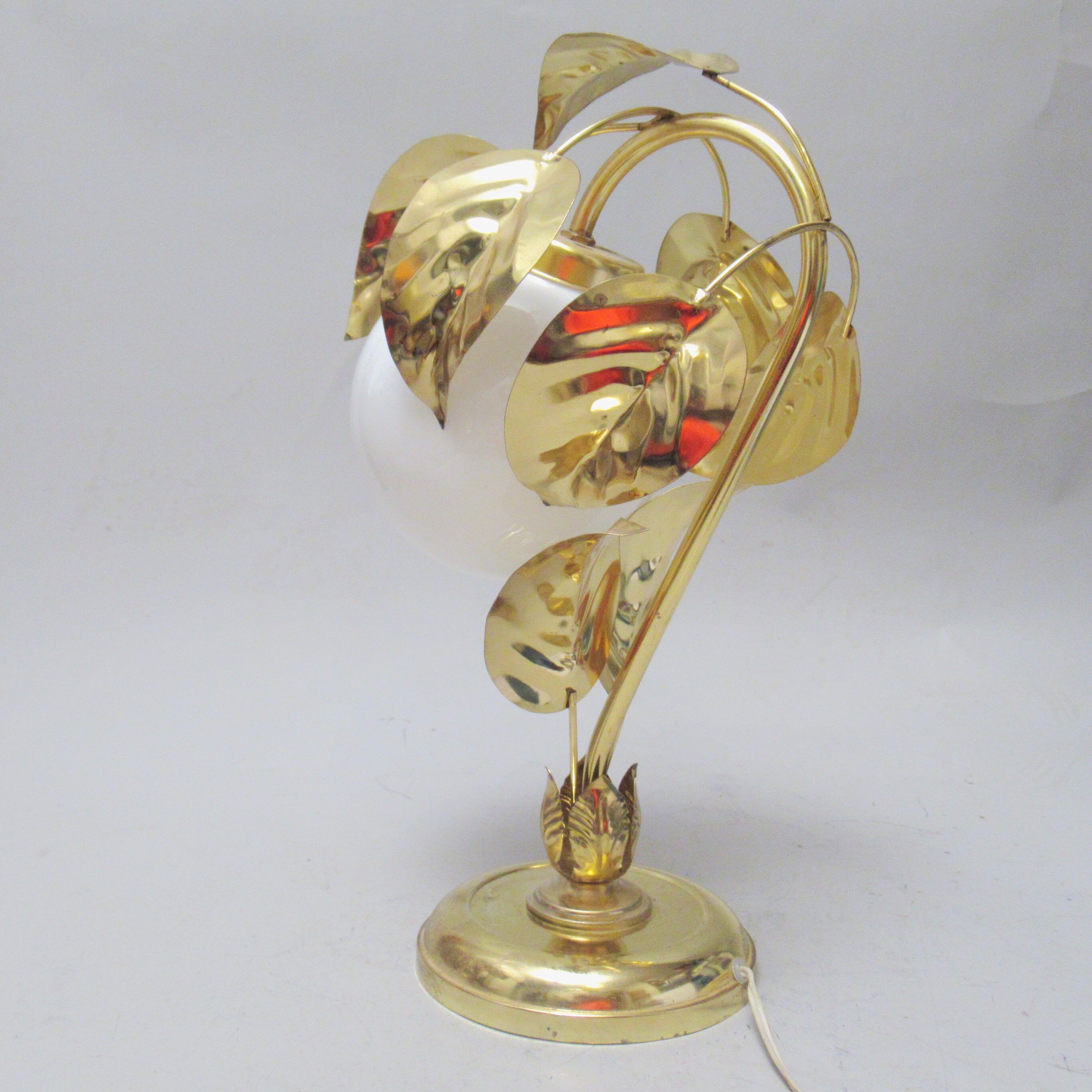 Lampe feuille dorée Hollywood Regency
