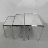 3 nesting tables with mirror glass