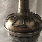 Atypical metal lamp medieval globe opaline style