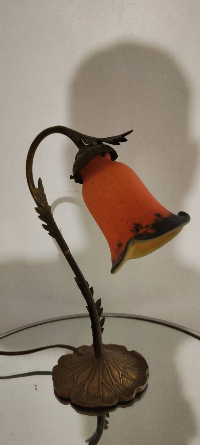 Two art nouveau style tulip lamps signed art de France