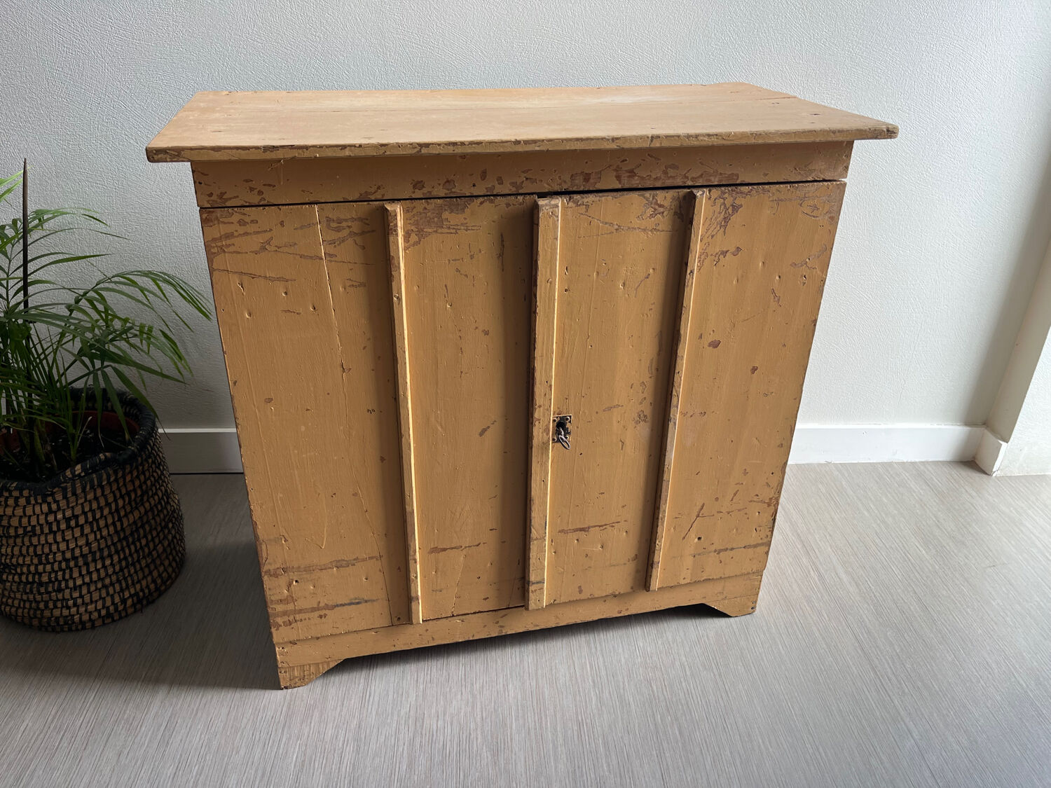 Antique Parisian sideboard with patinated wood / jam cabinet