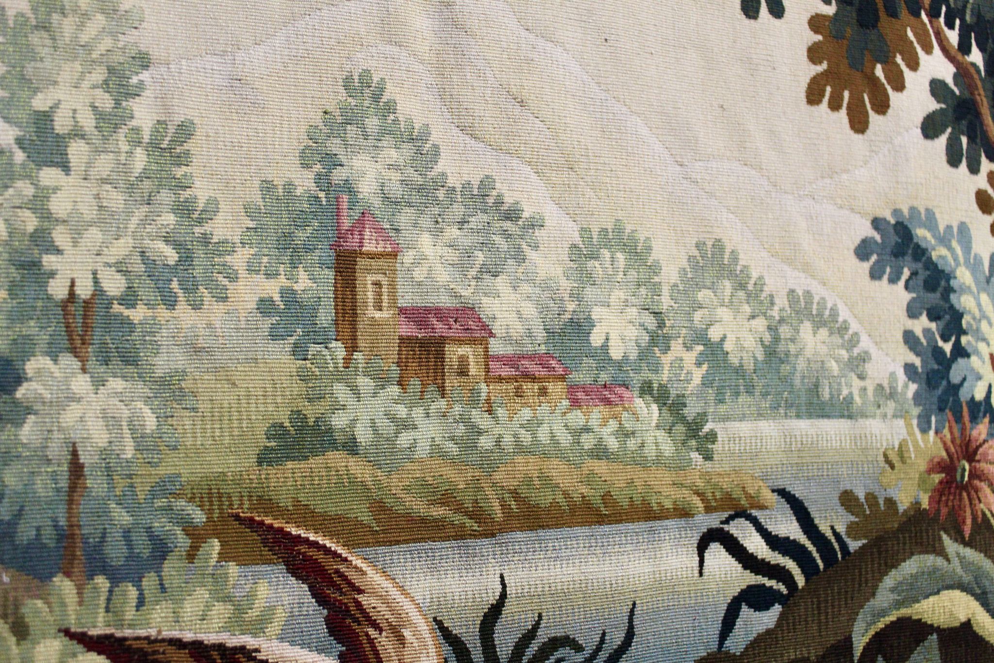 AUBUSSON tapestry, 20th century, "Verdure Oiseau" (Greenery with Bird)