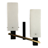 Arlus opaline and vintage steel wall light from the 1950s