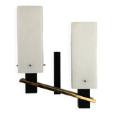 Arlus opaline and vintage steel wall light from the 1950s