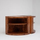 Pair of half-moon cabinets in burl wood