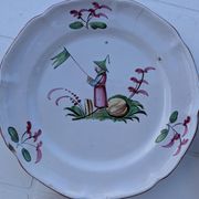 Set of 4 antique polychrome earthenware plates – Chinese decoration