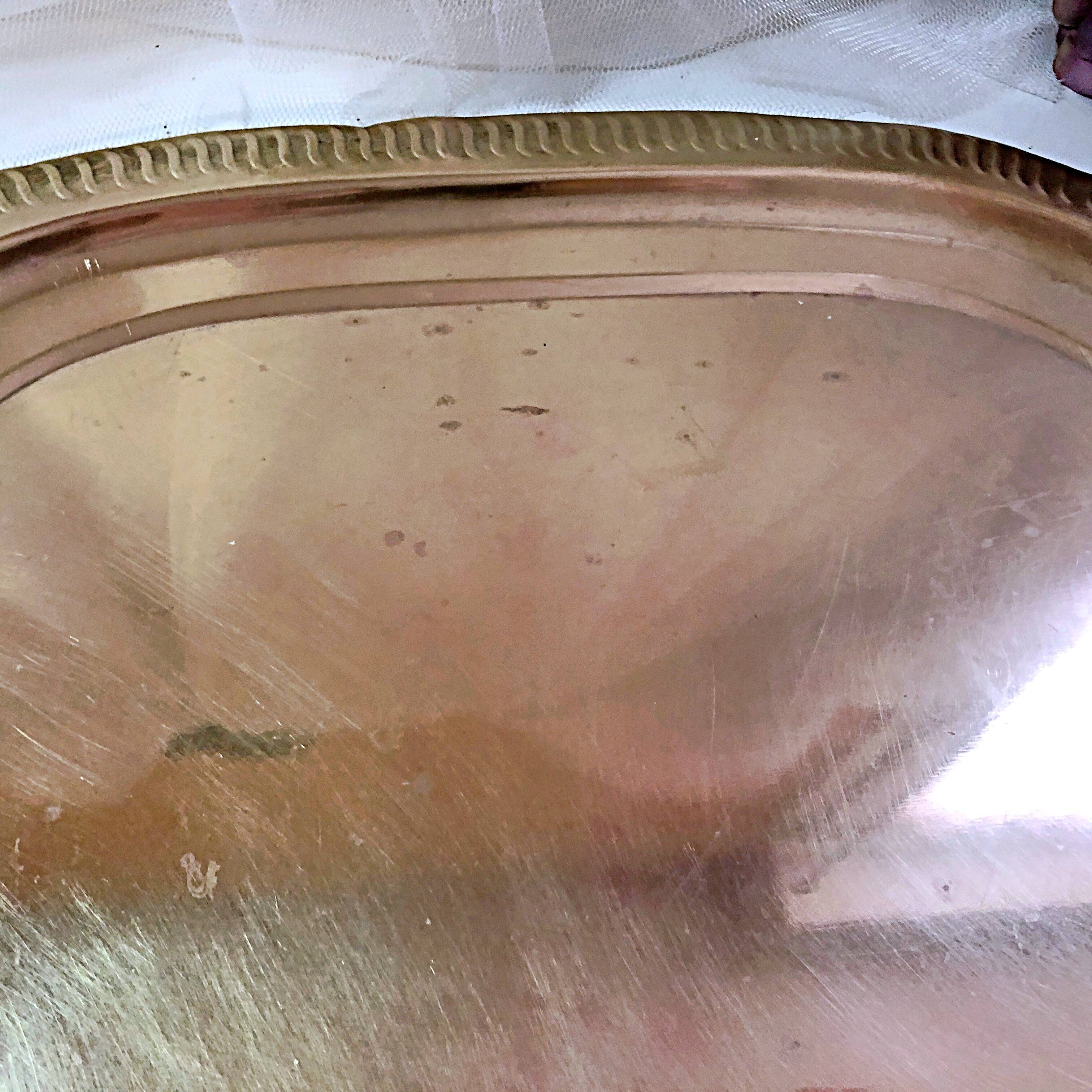 Large gilded copper serving tray early 20th century