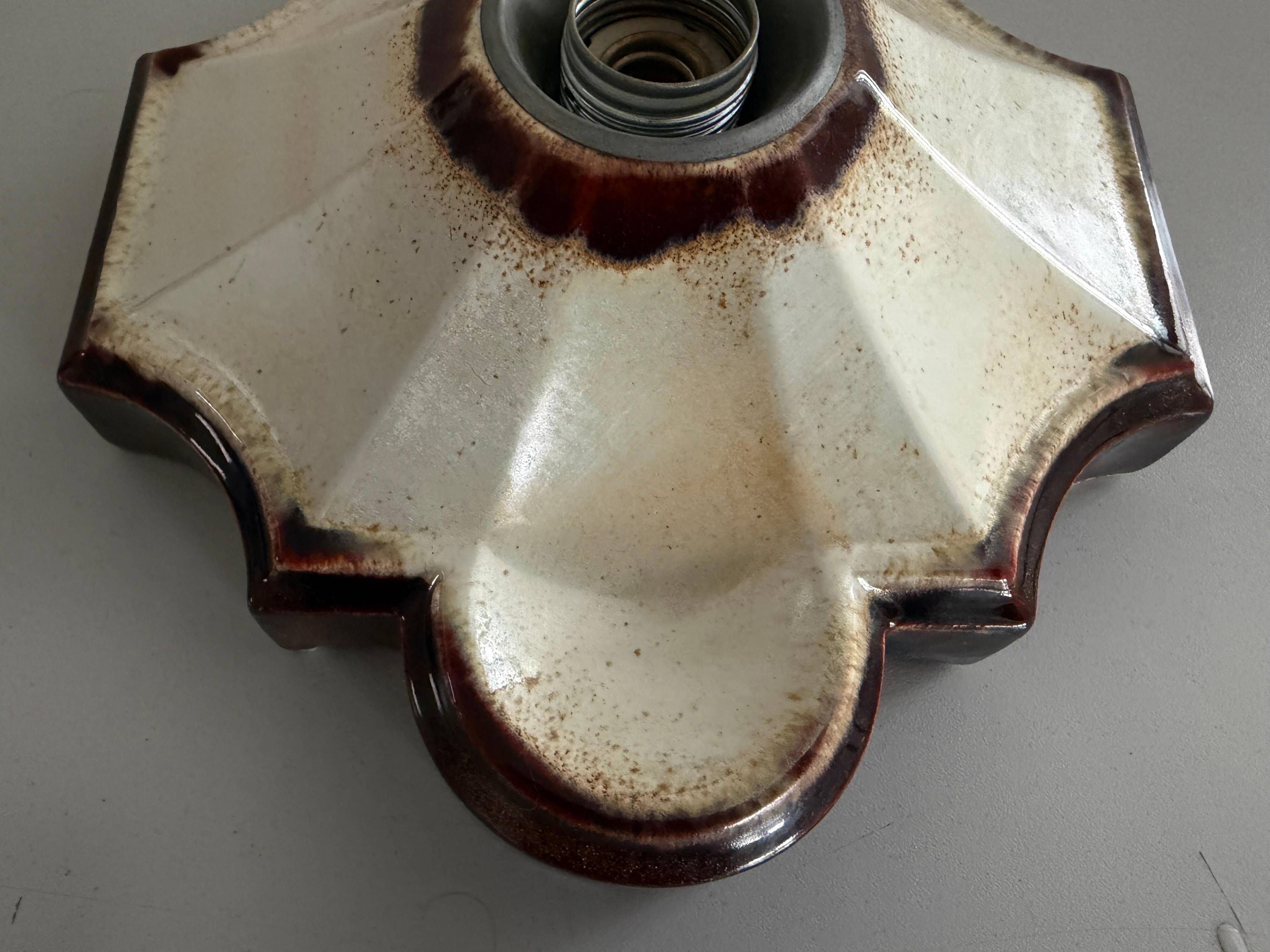 Pair of brown and cream ceramic wall lights by PAN Leuchten, 1970 Germany