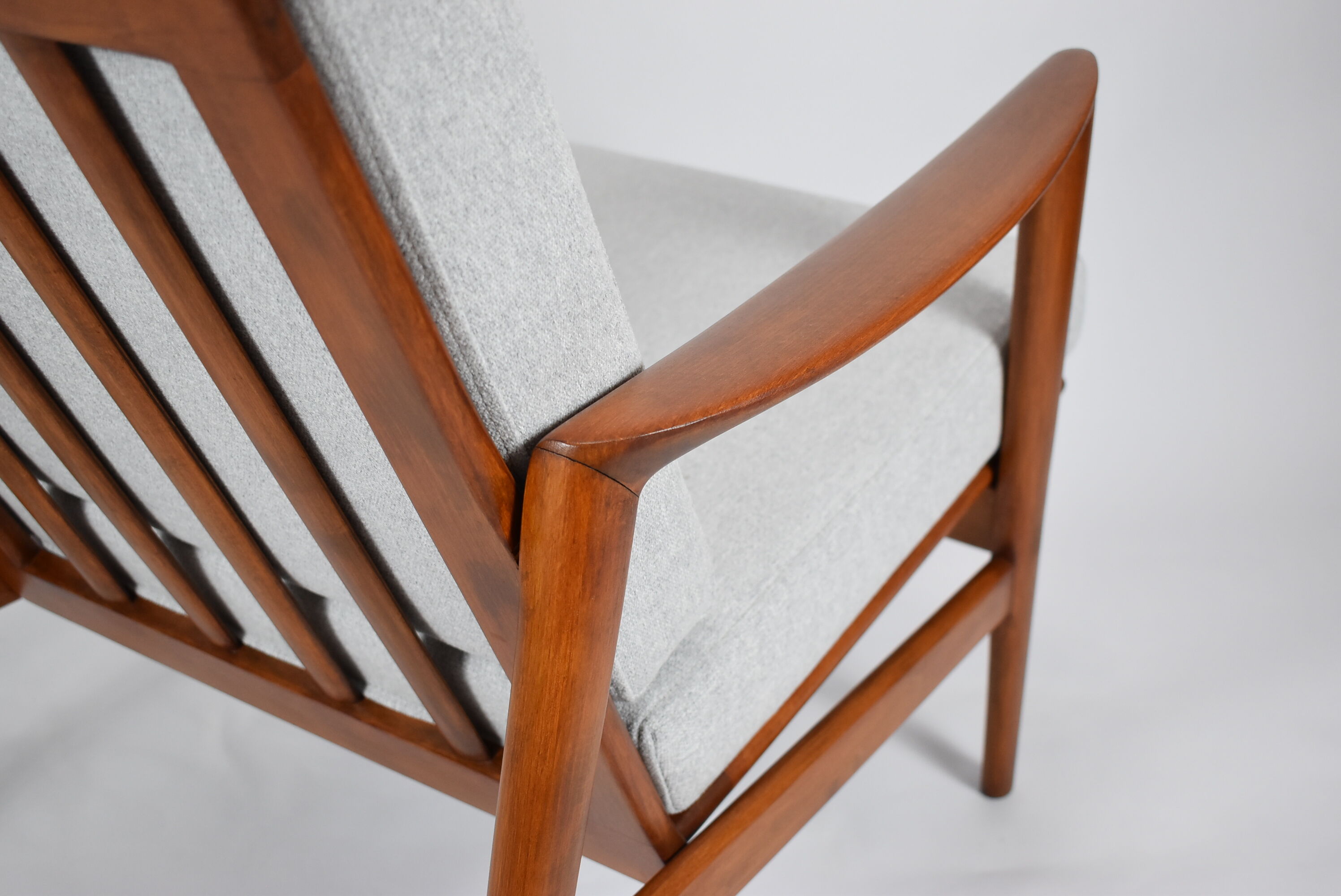 Scandinavian armchair Stefan, restored, 1960s, light grey, teak