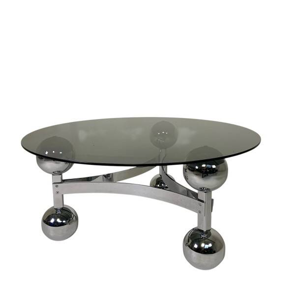 Space Age Sputnik coffee table, with a 1970s chrome base