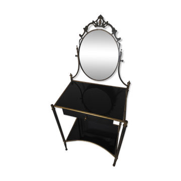 Louis XVI style hairdresser in brass and tempered glass