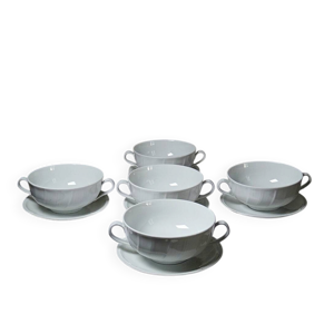 5 tasses/bos à deux - porcelaine limoges