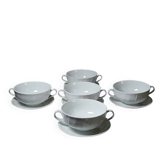 5 cups with two handles, Limoges porcelain Bernardaud "Palm"