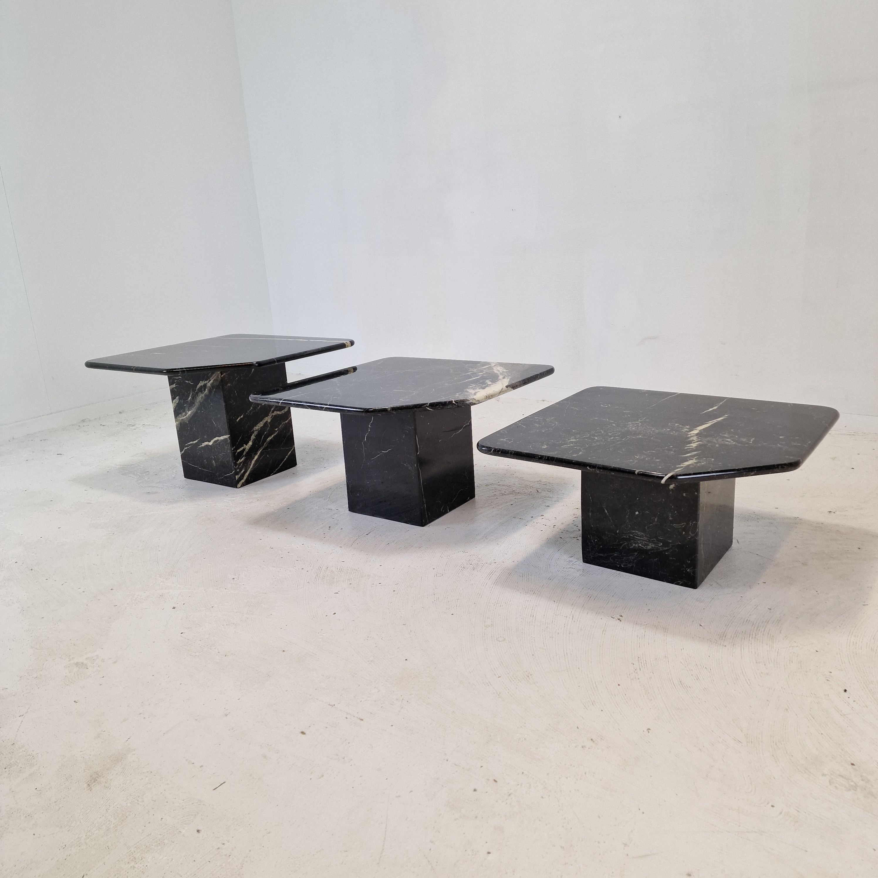 Set of 3 Italian Marble Coffee or Side Tables, 1970s
