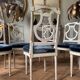 Set of 6 lyre chairs from the Napoleonic III period in painted wood in the Louis XVI style.