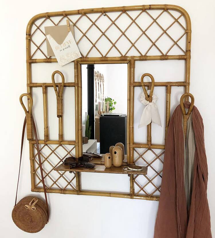 Vintage rattan wardrobe