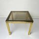 Vintage 1970s Brass Smoked Glass Side Table, Hollywood Regency, Renato Zevi