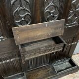 Neo-Gothic coat rack in carved oak, 19th century